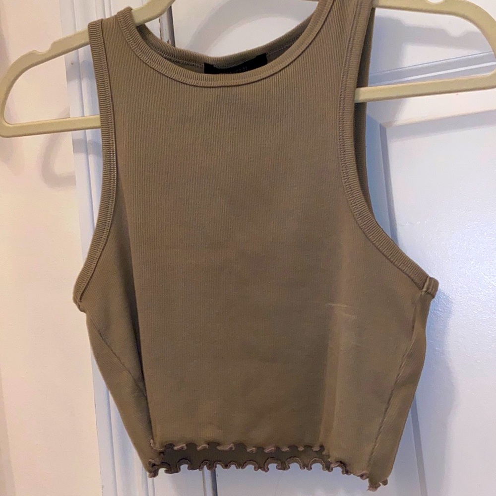 FOREVER 21 GIRLS SMALL GREEN TANK WITH FRILL